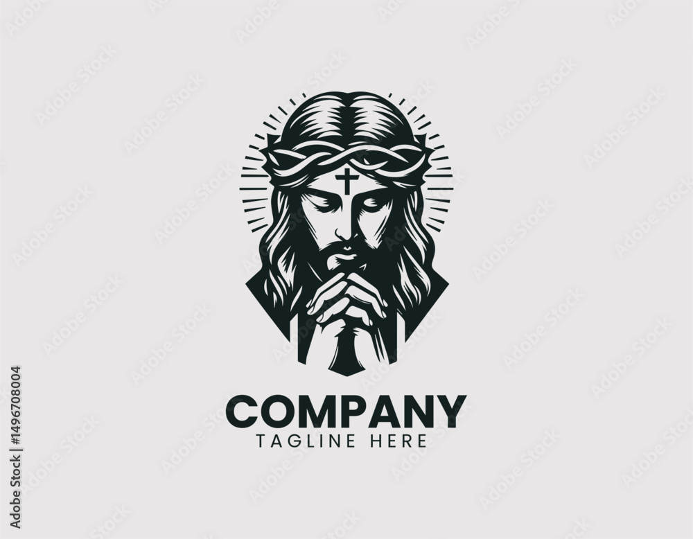 Serene in Jesus Christ Hands Clasped in Prayer Vector Logo Design Serene in Jesus Christ Hands Clasped in Prayer Vector Logo Design