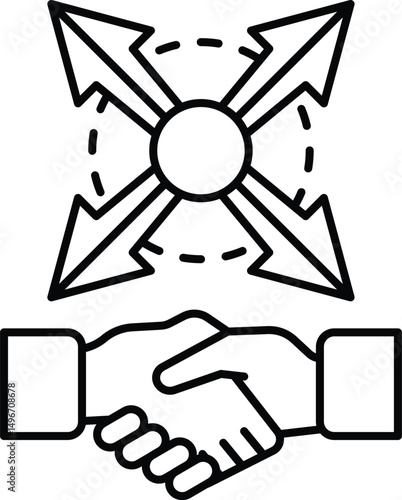 A hand shaking another hand with a cross in the background