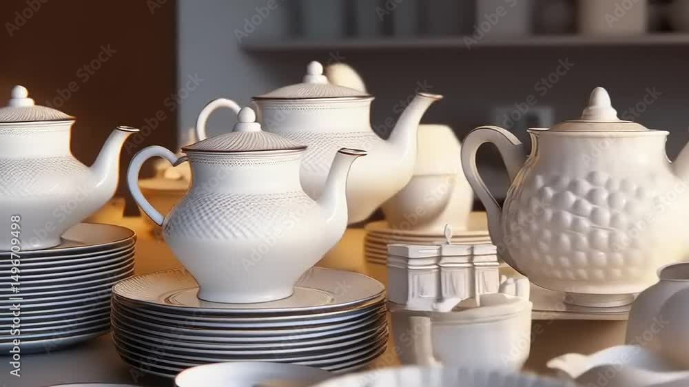 Elegant Ceramic Tableware Still Life Displaying Meticulous Craftsmanship and Classic Design Elegant Ceramic Tableware Still Life Displaying Meticulous Craftsmanship and Classic Design