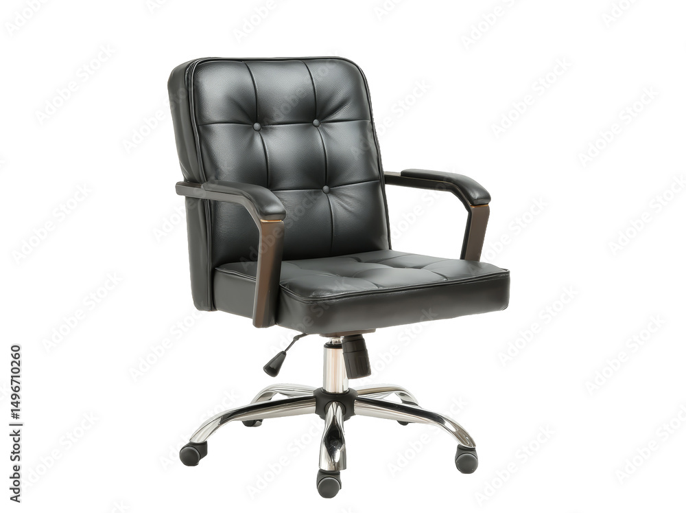 Obraz premium [Transparent Background PNG]Modern Black Leather Office Chair