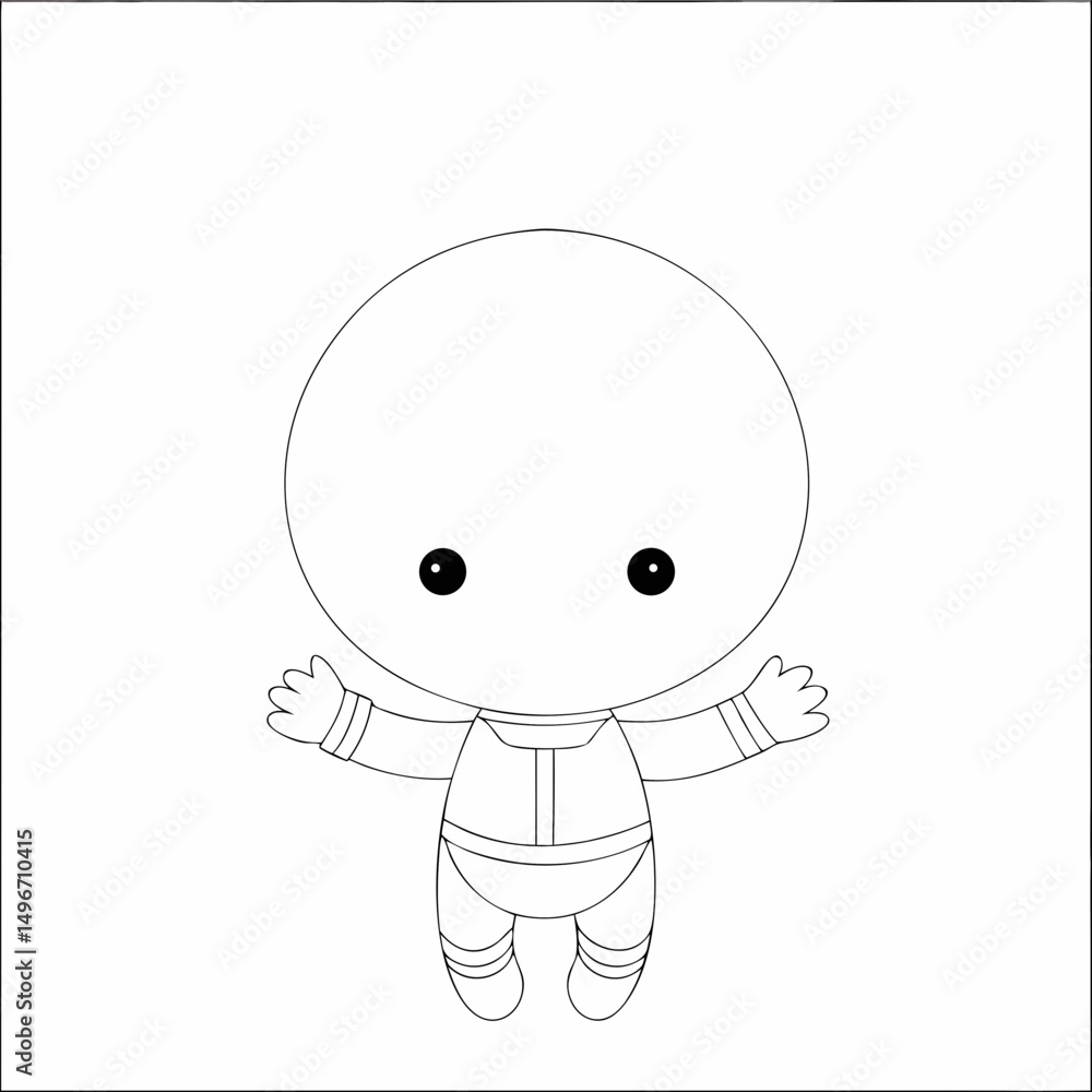 little girl with a balloon Vector Illustration and Coloring Book Style on White little girl with a balloon Vector Illustration and Coloring Book Style on White