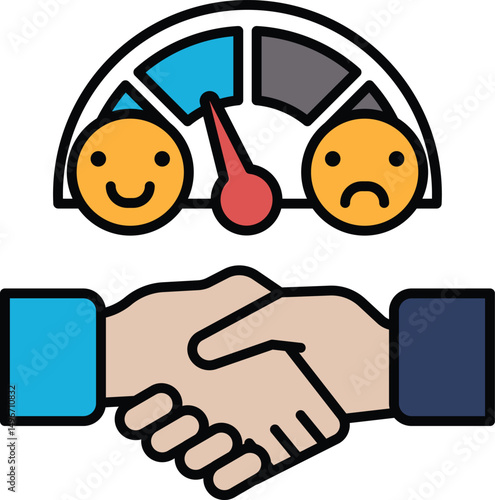 A smiling face is shown next to a frowning face