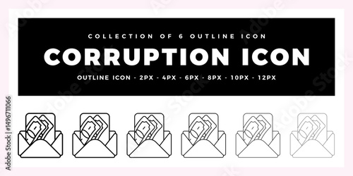 Pack of 6 Outline Vector Corruption icon