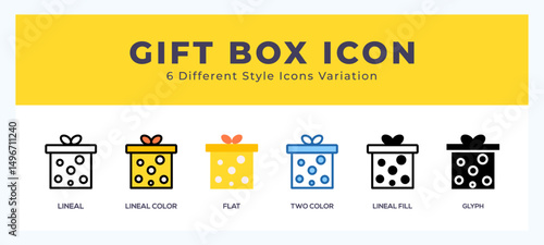 Gift box icon in filled. thin line. outline stroke and flat style.