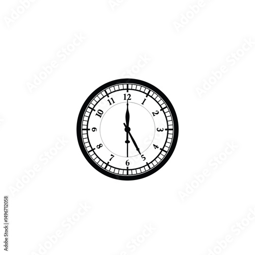 Silhouette of 24h clock on white background