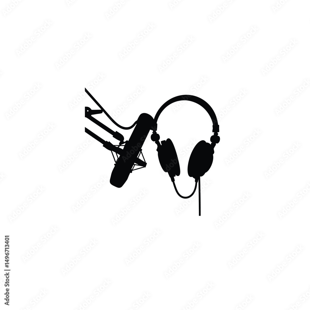 Obraz premium silhouette of audio podcast on white background