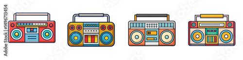 boom box flat illustration flat style