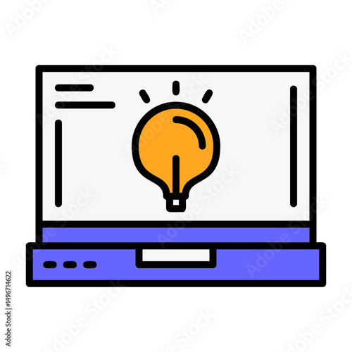 Lightbulb Laptop Interface Filled Icon