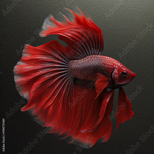 Red Siamese fighting fish on a black background