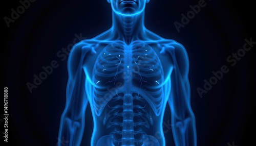 Wallpaper Mural X ray style overlay of a human torso with digital circuit patterns Torontodigital.ca