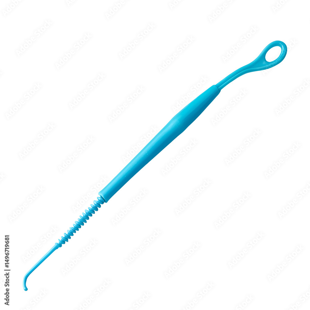 Naklejka premium Blue Plastic Medical Device, Spiral, Hook, Handle, Tool, Equipment, Examination, Instrument, Utensil