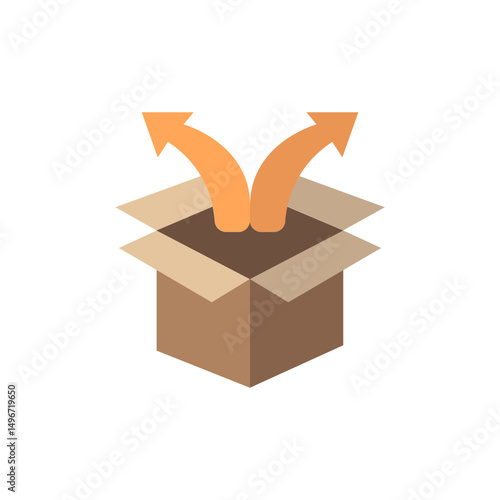Directional options radiating from open container with transparent background
