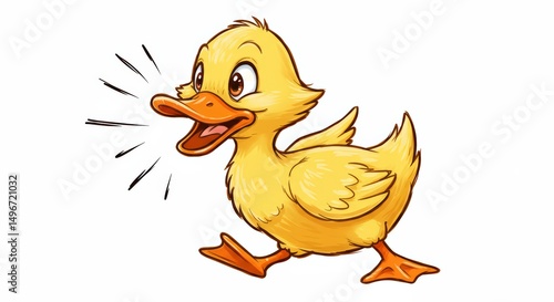 Cute Yellow Duckling Cartoon Illustration