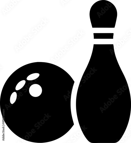 Bowling Pin And Ball Silhouette Vector Illustration