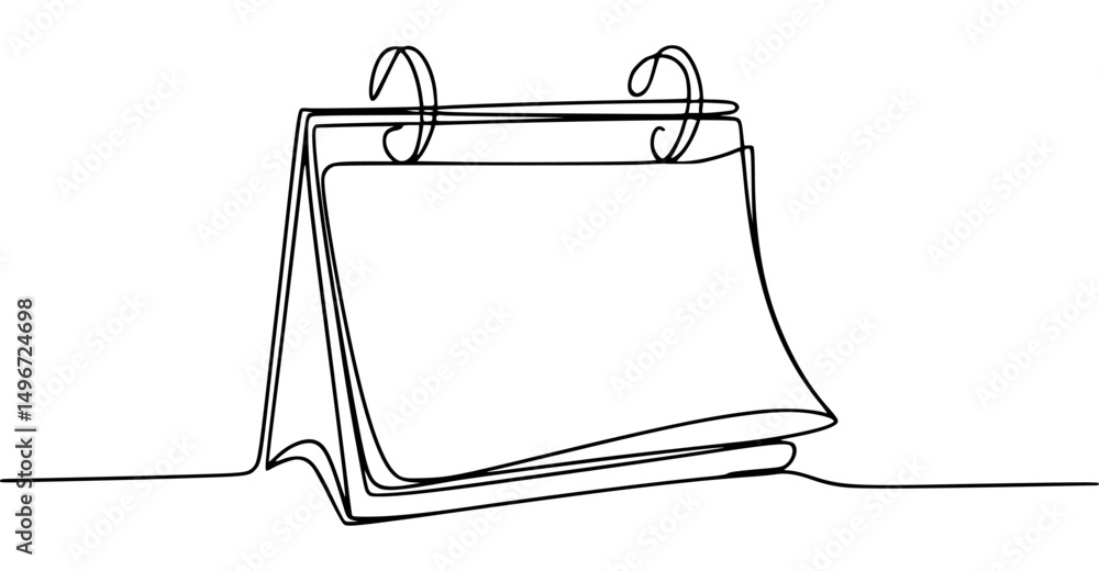 Fototapeta premium Continuous line drawing of a calendar
