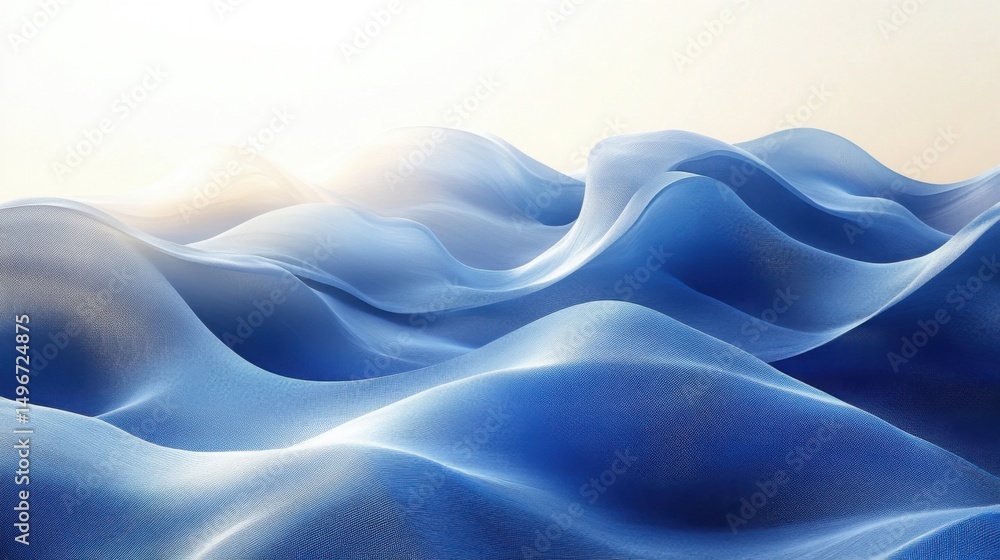 Obraz premium Abstract Blue Fabric Waves Soft Gentle Undulating Texture Flowing Drape Elegant Design Background