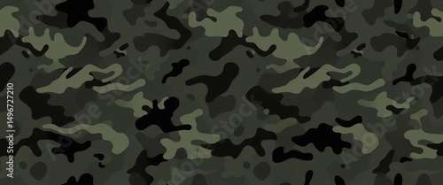 Seamless dark camouflage pattern, classic clothing style vector illustration, printable, black and brown