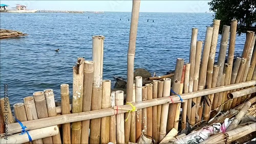 Wooden fence on the beach