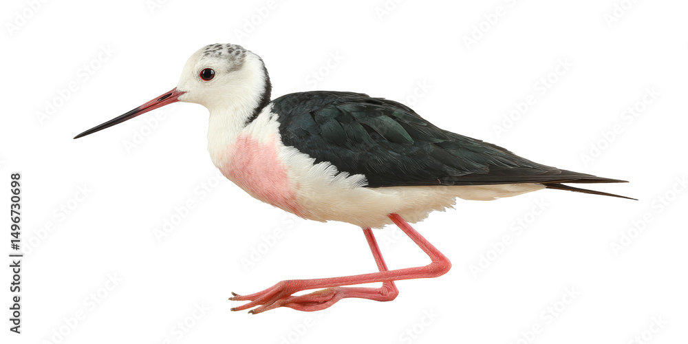 Fototapeta premium [Transparent Background PNG]Black-winged Stilt Bird Portrait