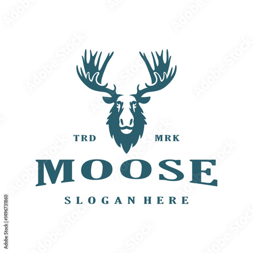 moose head vintage logo design vector stock illustration