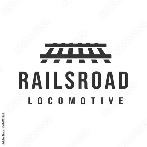 train railroad simple minimalist logo design vector stock illustration