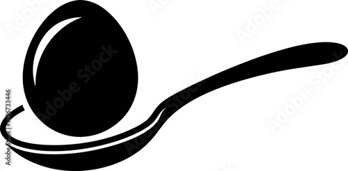 Egg In Spoon Silhouette Vector Illustration 