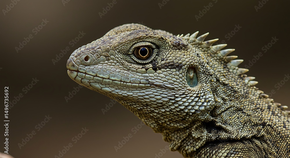 Fototapeta premium Iguana Head Close-up with Detailed Skin Texture and Scales