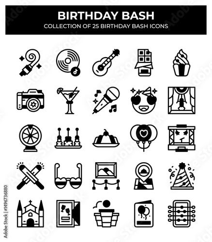 Birthday Bash. Collection of 25 Birthday Party Icons