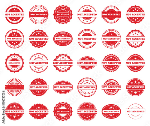 Collection of Red Grunge Not Accepted Stamps