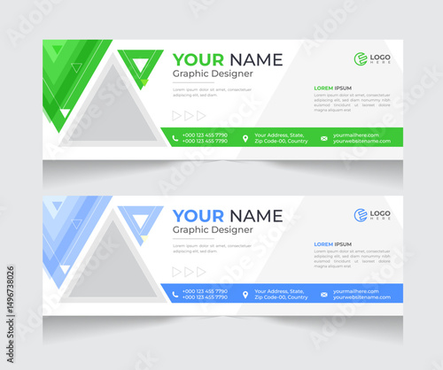 Email signature template or email footer and social media cover Web Banner template design set