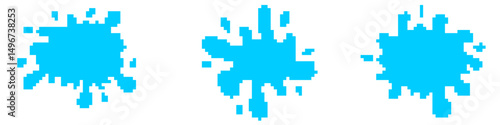 Pixel water splash icon vector for game, motion, and water effect design in 8-bit style. Ideal for dynamic UI, pixel scenes, and retro gaming visual enhancement or motion animation.