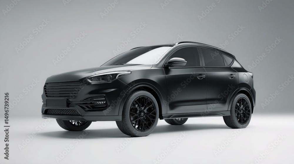 Sleek black with modern headlights photographed in minimalist studio setting, ideal for automotive marketing and design presentations. Sleek black with modern headlights photographed in minimalist studio setting, ideal for automotive marketing and design presentations.