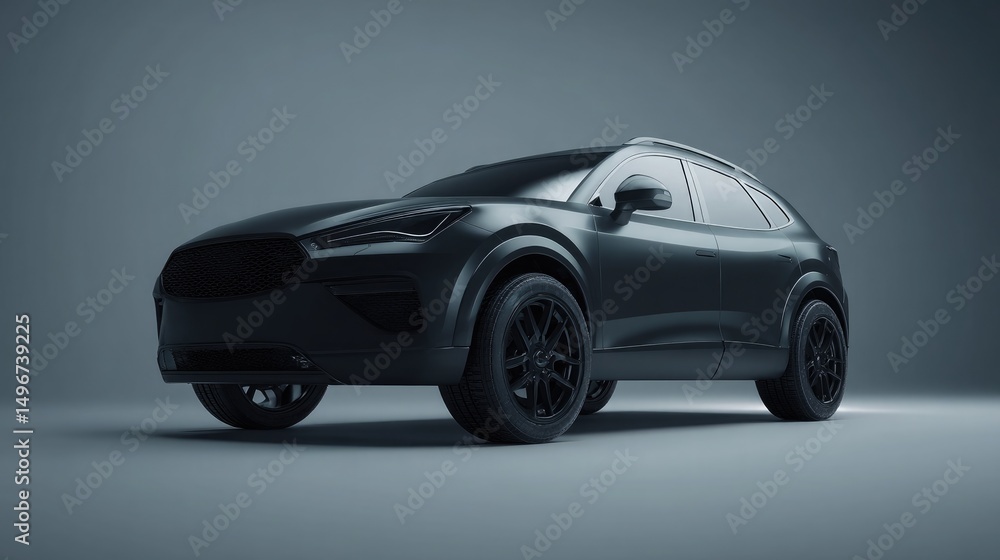Sleek black with modern headlights photographed in minimalist studio setting, ideal for automotive marketing and design presentations. Sleek black with modern headlights photographed in minimalist studio setting, ideal for automotive marketing and design presentations.