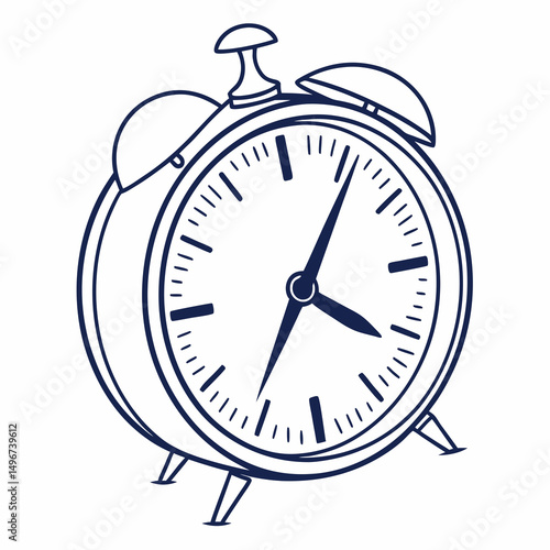 Classic alarm clock with ringing bell, transparent background, Vector illustration, icon.

