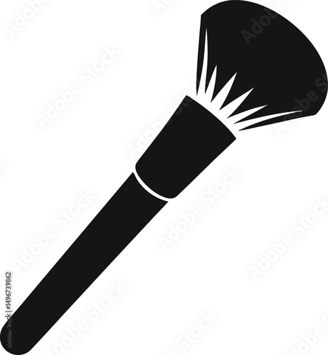 Makeup Brush With Powder Puff Silhouette Vector Illustration