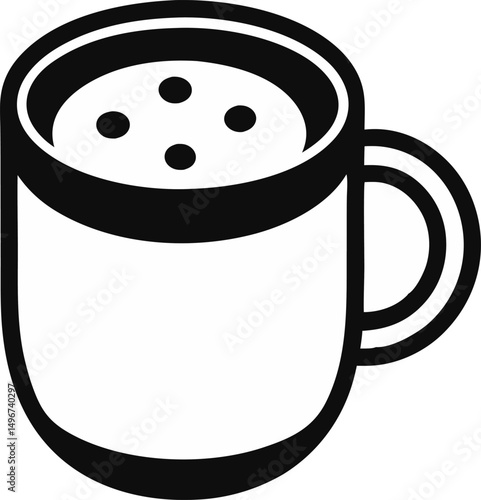 Mug With Cookie Inside Silhouette Vector Illustration