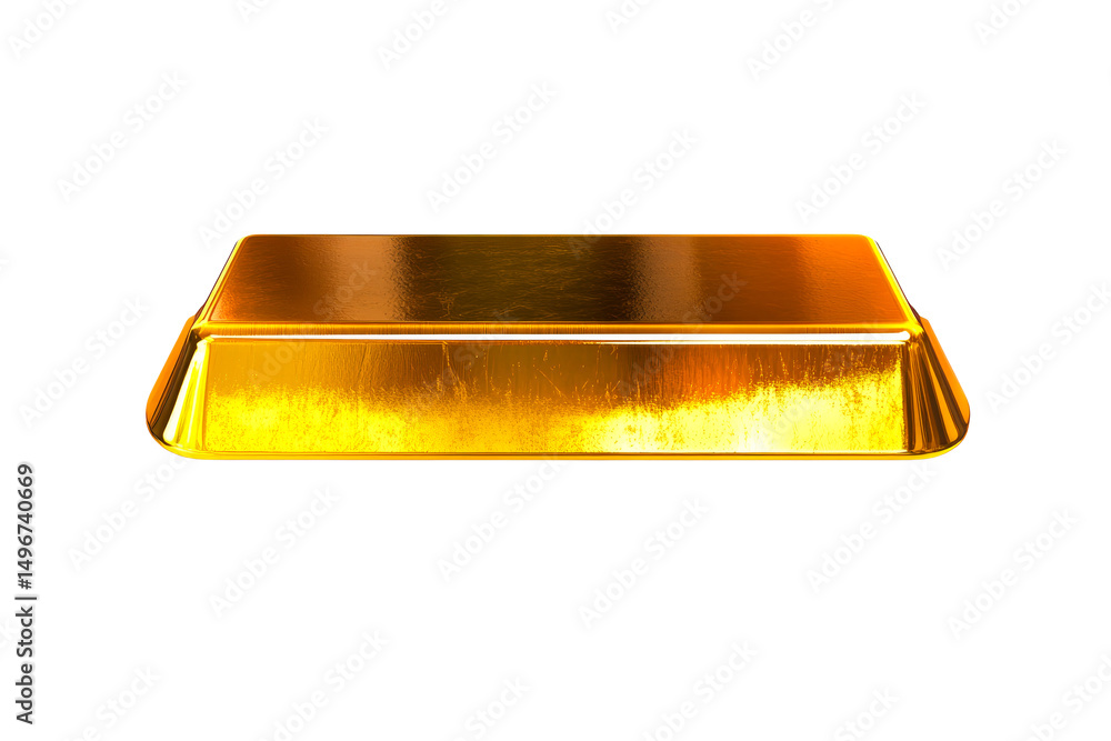 Shiny rectangular gold bullion ingot, metallic texture, cut out transparent Shiny rectangular gold bullion ingot, metallic texture, cut out transparent