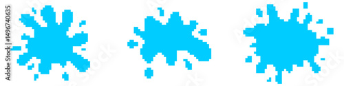 Pixel water splash icon vector for game, motion, and water effect design in 8-bit style. Ideal for dynamic UI, pixel scenes, and retro gaming visual enhancement or motion animation.