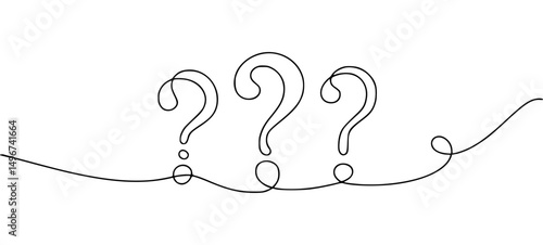 Continuous line drawing of question marks