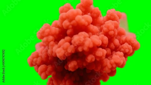 Red Smoke Explosion on Green Screen Background, Isolated, Generative AI
