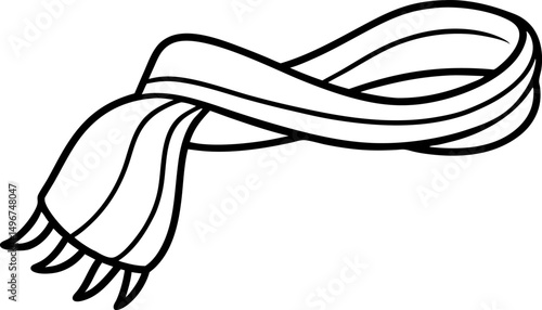 Scarf Wrapped Line Art Vector Illustration 