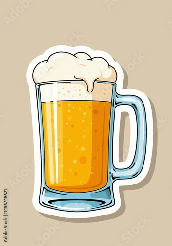 Refreshing Beer Mug Illustration with Frothy Head