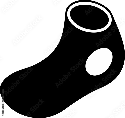 Single Sock With Hole Silhouette Vector Illustration