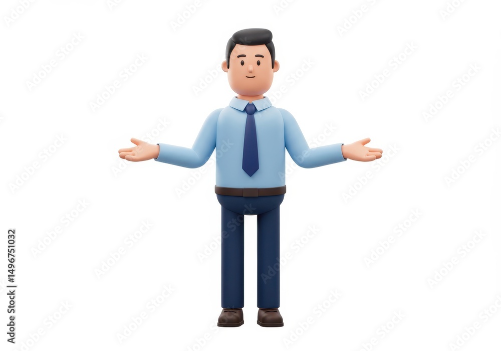 3D Illustration of Cartoon businessman with open arms isolated on white background 3D Illustration of Cartoon businessman with open arms isolated on white background
