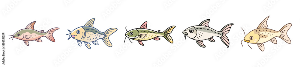 Fototapeta premium corydoras catfish icon, corydoras catfish line art - simple line art of corydoras catfish, perfect for corydoras catfish logos and icons