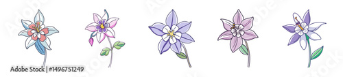 columbine flower icon, columbine flower line art - simple line art of columbine flower, perfect for columbine flower logos and icons