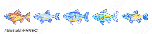 celestial pearl danio fish icon, celestial pearl danio fish line art - simple line art of celestial pearl danio fish, perfect for celestial pearl danio fish logos and icons