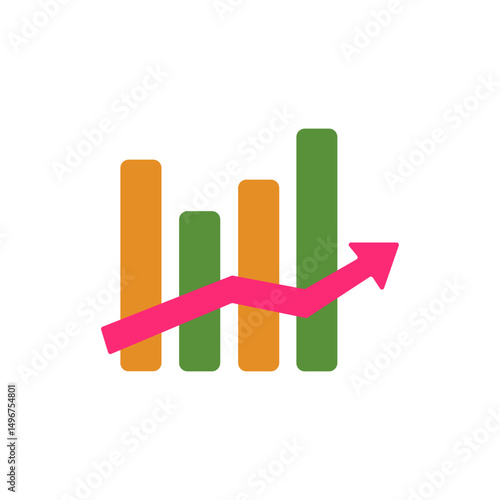 Uptrend Graphic Representation with Rising Bars and Ascending Arrow on Transparent