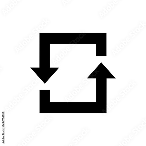 Loop square icon in black color, outline style and white background