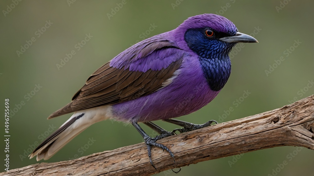 A realistic close-up of a Violet-backed Starling in Zambia A realistic close-up of a Violet-backed Starling in Zambia